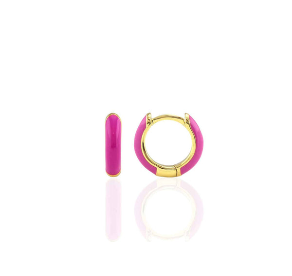 Kris Nations Enamel Huggie Hoop Earrings