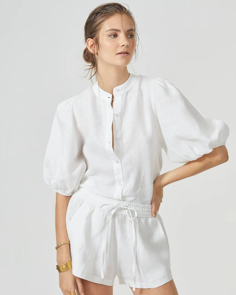 Lanthropy Bubble Linen Shirt-White