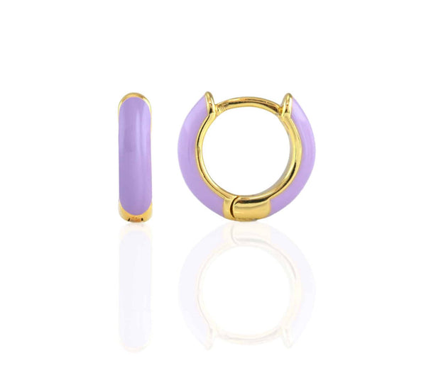 Kris Nations Enamel Huggie Hoop Earrings