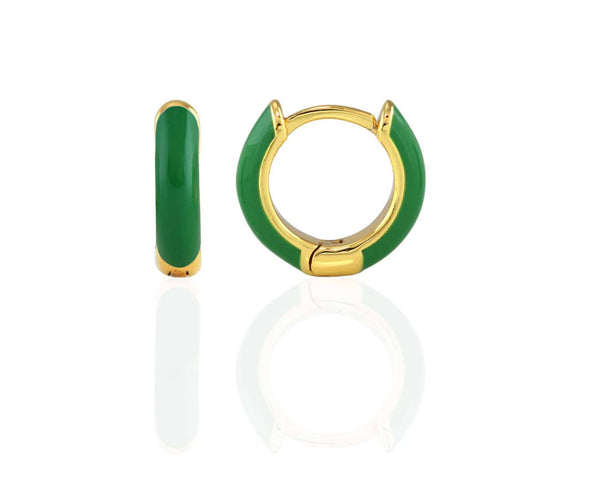 Kris Nations Enamel Huggie Hoop Earrings