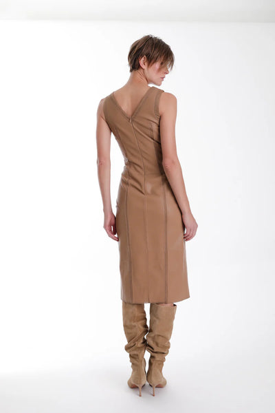 Karina Grimaldi Mona Vegan Leather Midi Dress