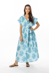 Bindu Paige Dress-Blue Lagoon