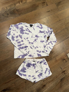 Flowers By Zoe Purple Tie Dye Sweatshirt & Short Set
