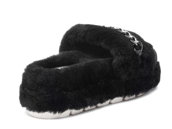 J Slides Billie Black Shearling