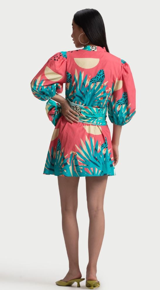 Green oriental contrast kimono wrap dress sale