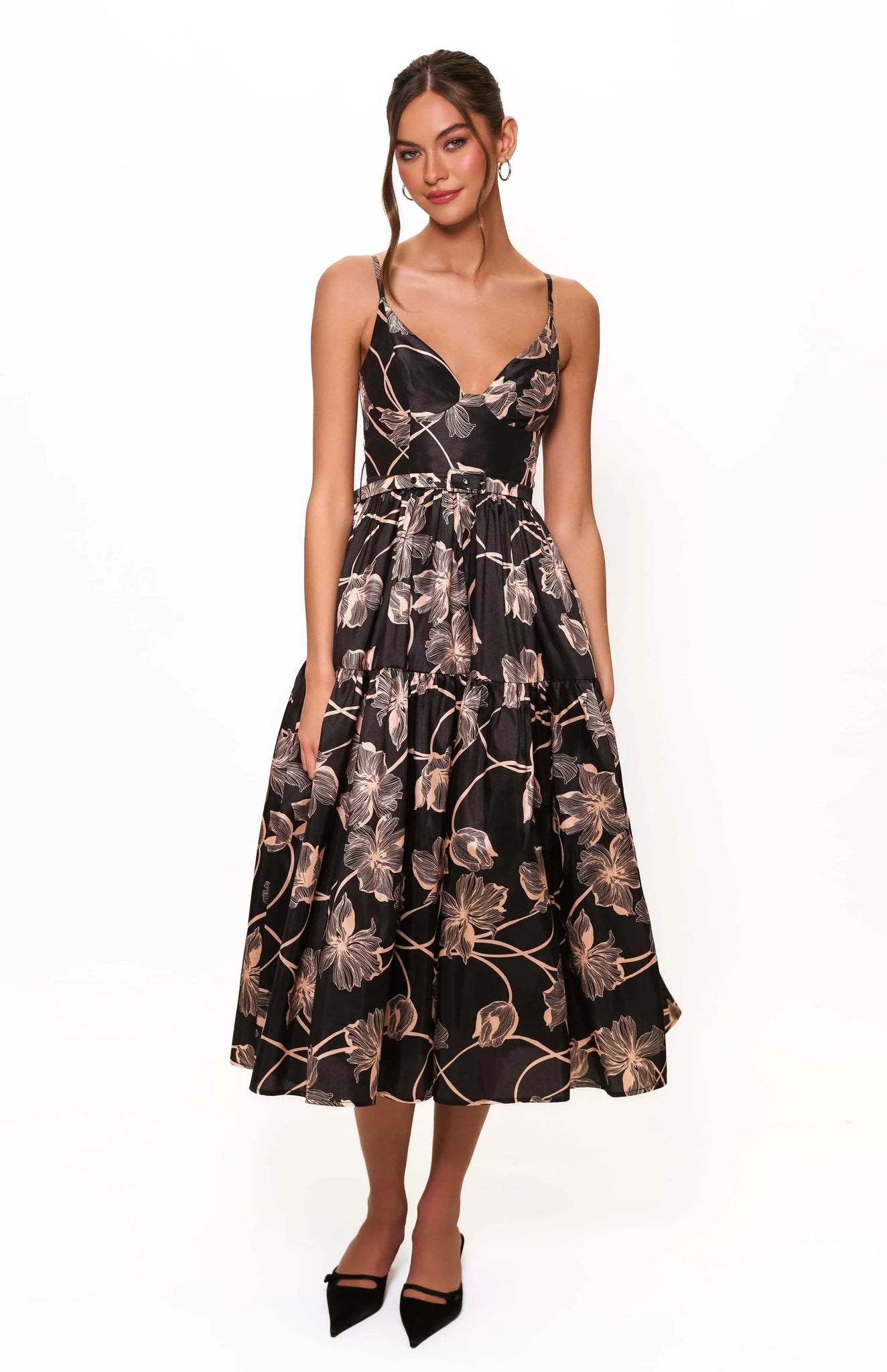 Hutch Atherton Dress-Black Vining Buds