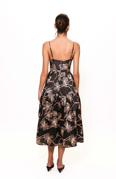 Hutch Atherton Dress-Black Vining Buds
