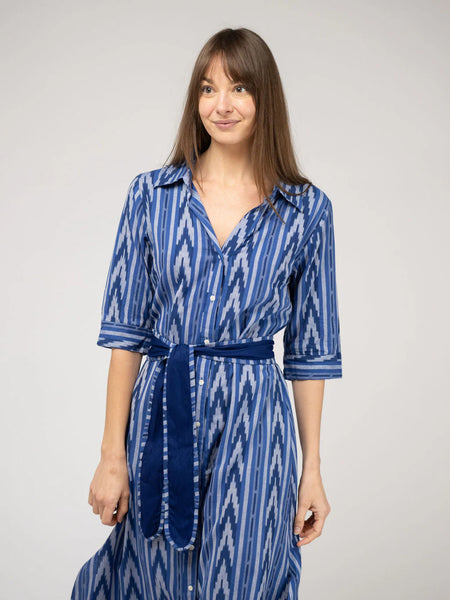 Beau & Ro Eloise Dress - Blue Ikat
