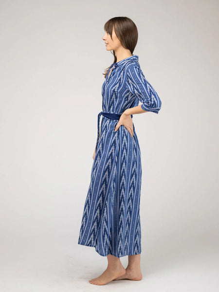 Beau & Ro Eloise Dress - Blue Ikat