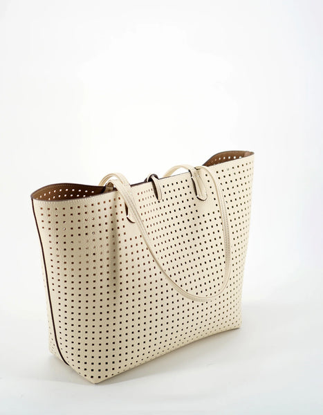 Remi Reid Departure Perforated Tote-Cream