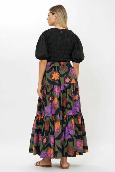 Oliphant Tiered Maxi Skirt-Olive Bergen