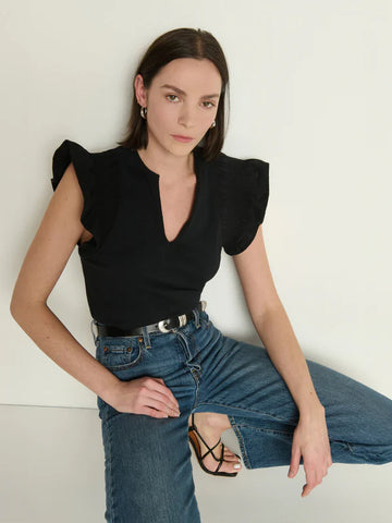Nation Ltd. Christa Ruffle Sleeve Top