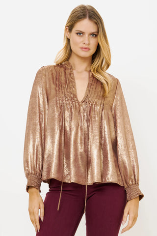 Oliphant V-Neck Pintuck Blouse