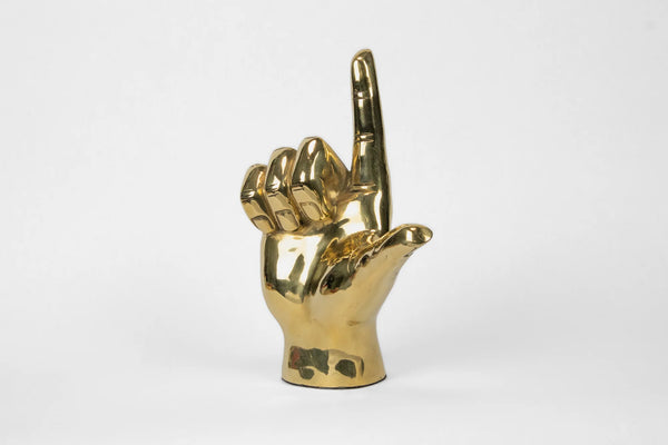 PRIZE "L" Initial Hand Sign Sculpture in Brass