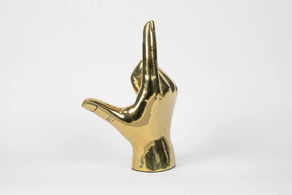PRIZE "L" Initial Hand Sign Sculpture in Brass