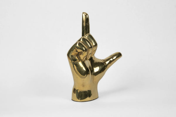 PRIZE "L" Initial Hand Sign Sculpture in Brass