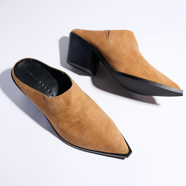 Yosi Samra Savile Pointed Toe Mule in Whiskey Suede