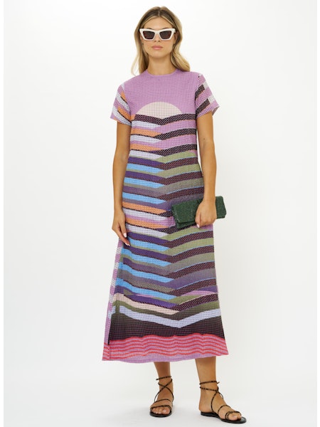 Oliphant Short Sleeve Shift Maxi-Solstice Lilac