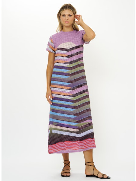 Oliphant Short Sleeve Shift Maxi-Solstice Lilac