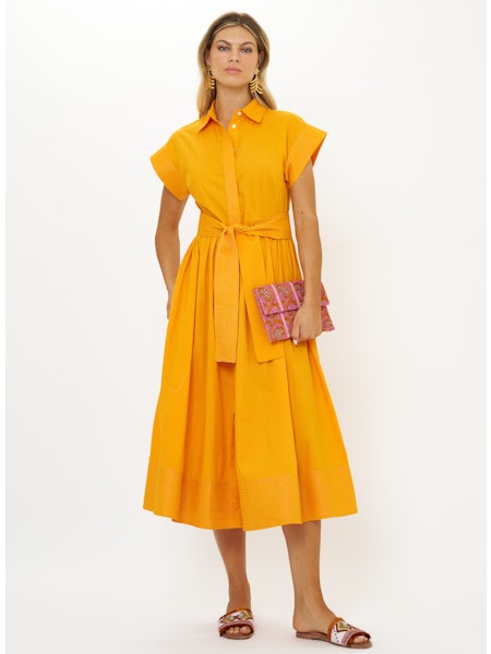 Oliphant Belted Shirt Dress-Tuki Marigold