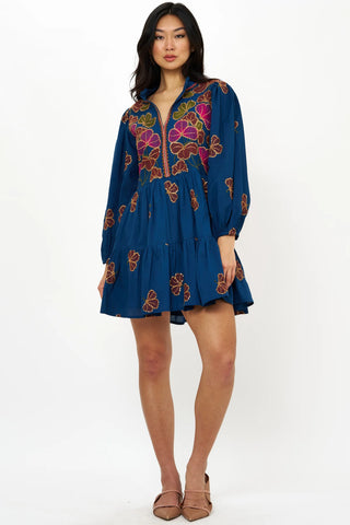 Oliphant Yoke Dress-Blue Almay