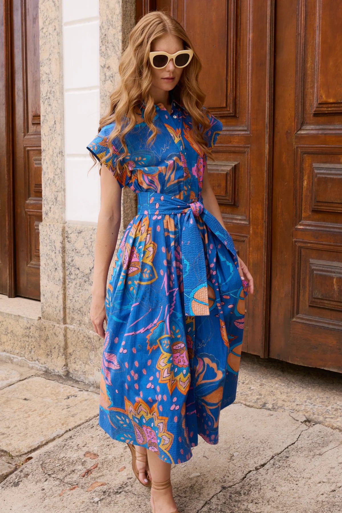 belted shirt dress Augustine Pink Cotton Belted Shirt Dress is a warm Women's White Short Sleeve Belted