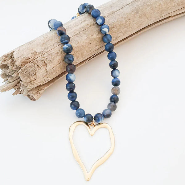 Virtue Gemstone Beaded Necklace with XL Heart