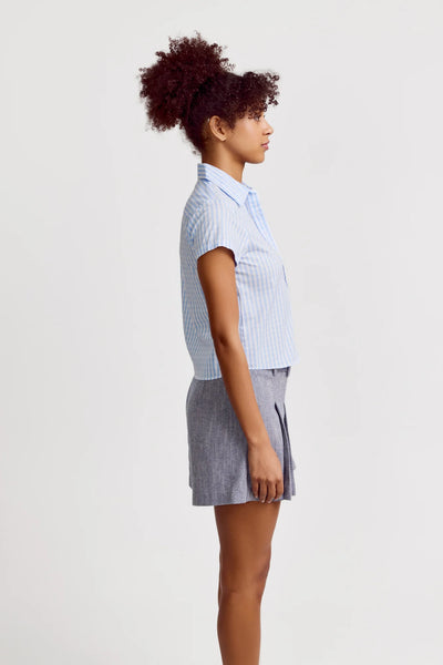 The Shirt 'The Boxy Crop Shirt' -Sky Blue Check