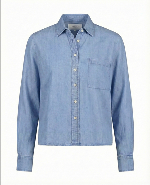 The Shirt 'The Long Sleeve Boxy Crop'-Light Denim