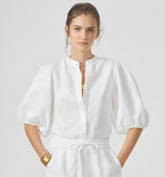 Lanthropy Bubble Linen Shirt-White