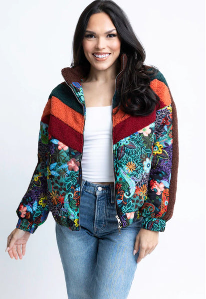 Karlie Chevron Floral Puffer Jacket