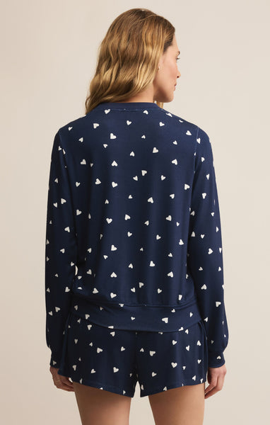 Z Supply Classic Heart Long Sleeve-Navy