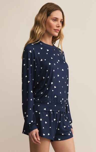 Z Supply Classic Heart Long Sleeve-Navy