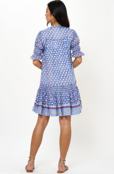 Oliphant Smocked Drop Mini-Clover Blue