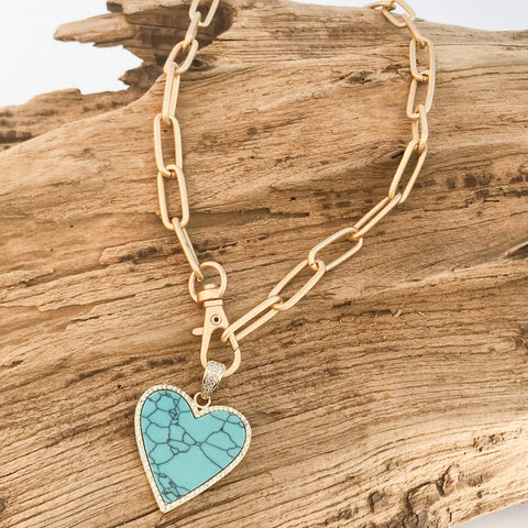 Virtue CZ Trim Turquoise Heat Necklace