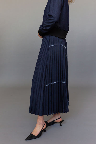 Loyd Ford Denim Patchwork Skirt