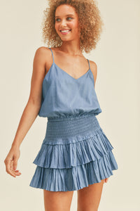 Reset Cami & Smocked Skirt Set-Denim