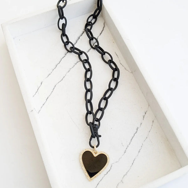 Virtue Etched Chain w/ Enamel Heart