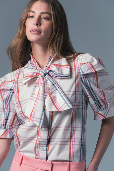 The Shirt 'French Bow Shirt' -Multi Plaid