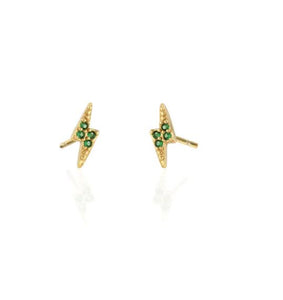 Kris Nations Emerald Lightning Bolt Stud Earrings