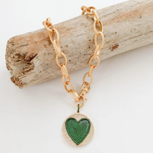 Virtue Heart Disc on Etched Chain