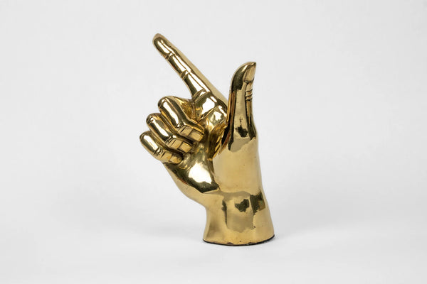 PRIZE "Guns Up", or "Go Pokes" Hand Sign Sculpture in Brass