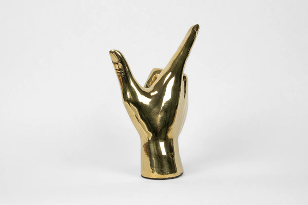 PRIZE "Guns Up", or "Go Pokes" Hand Sign Sculpture in Brass