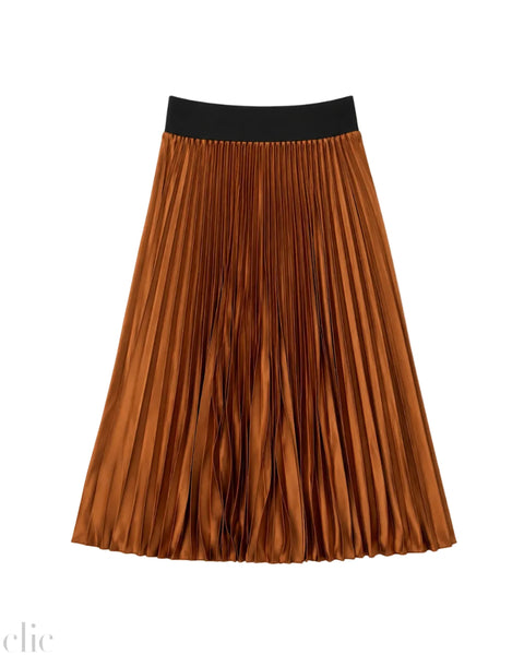 Loyd Ford Satin Midi Skirt-Hazel Brown