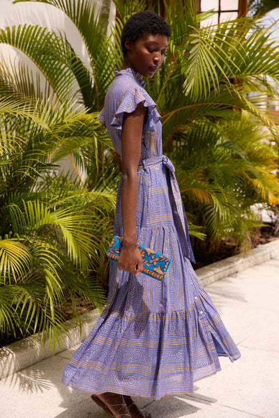 Oliphant Ruffle Collar Button Maxi