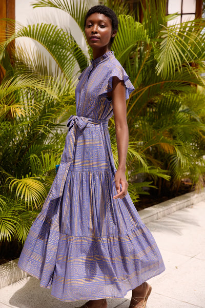Oliphant Ruffle Collar Button Maxi
