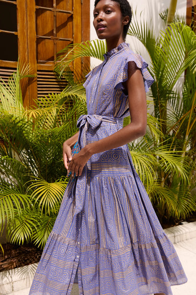 Oliphant Ruffle Collar Button Maxi