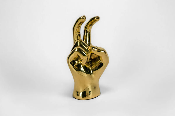 PRIZE Pony Ears Hand Sign Sculpture in Brass
