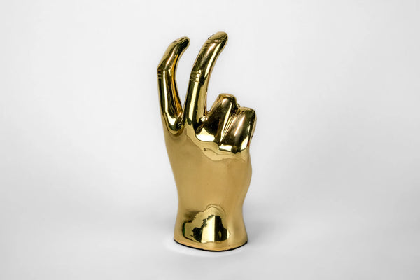 PRIZE Pony Ears Hand Sign Sculpture in Brass