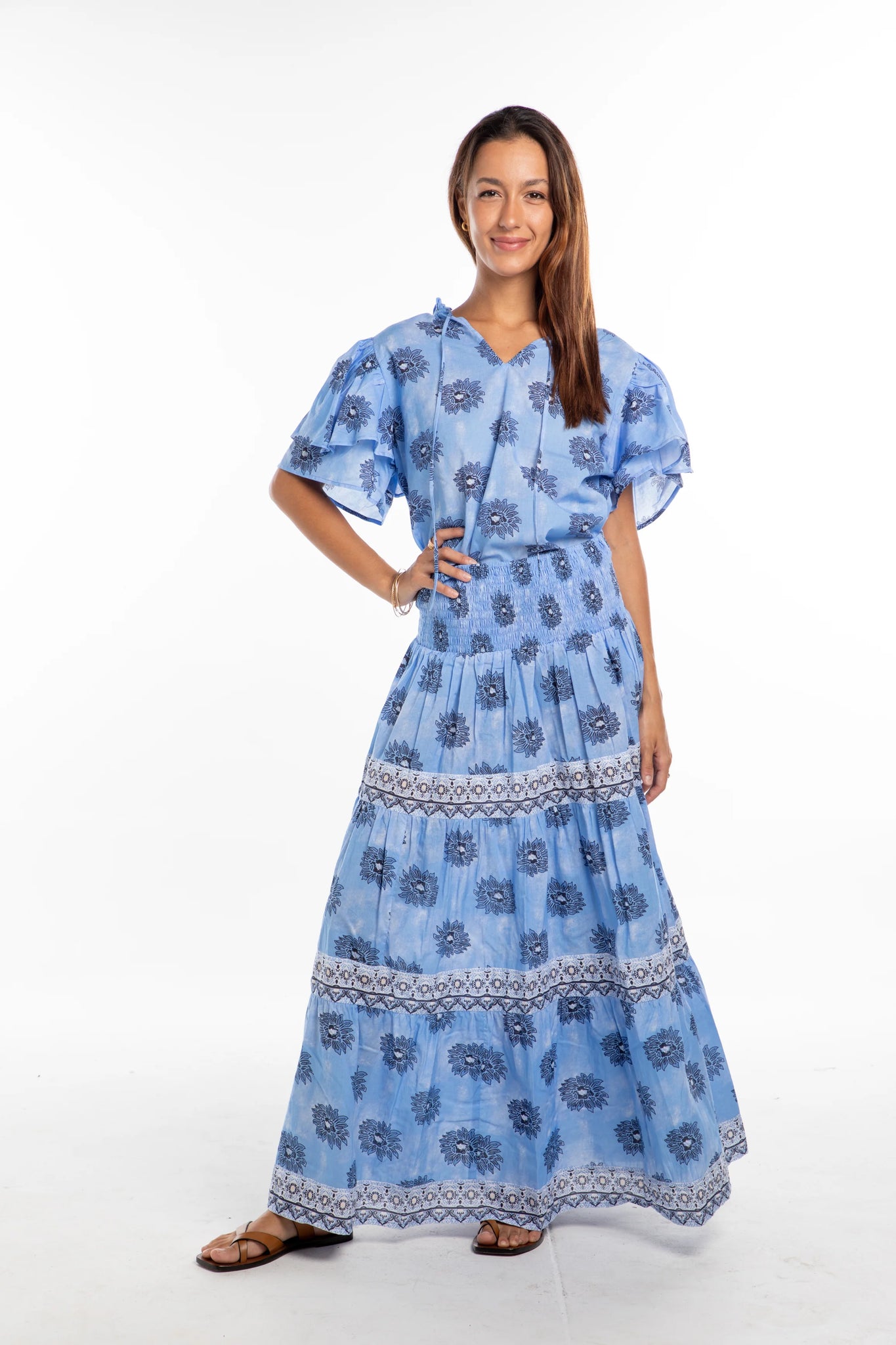 Bindu Leia Top-Blue Daisy